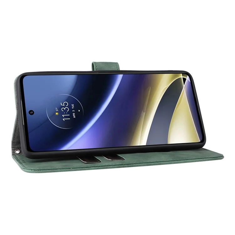Skin-touch-feeling Mobile Hülle PU Leder + TPU Dual Schutzabdeckung Mit Stand Und Brieftasche Für Motorola Moto G51 5g - Grün