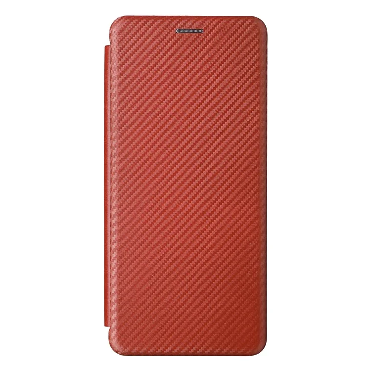 Étui portefeuille pour téléphone portable en cuir PU avec texture en fibre de carbone, anneau de support et fente pour carte pour Motorola Moto G51 5G - Orange