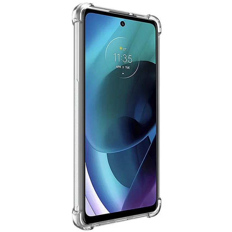 Funda de móvil a prueba de caídas y golpes IMAK de TPU suave con protector de pantalla para Motorola Moto G51 5G - Transparente