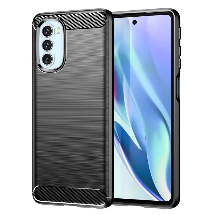 1,8-mm-Kohlefaser-Bürstendesign, weiches TPU, stoßfester Telefonschutzkoffer für Motorola Moto G51 5G - Schwarz