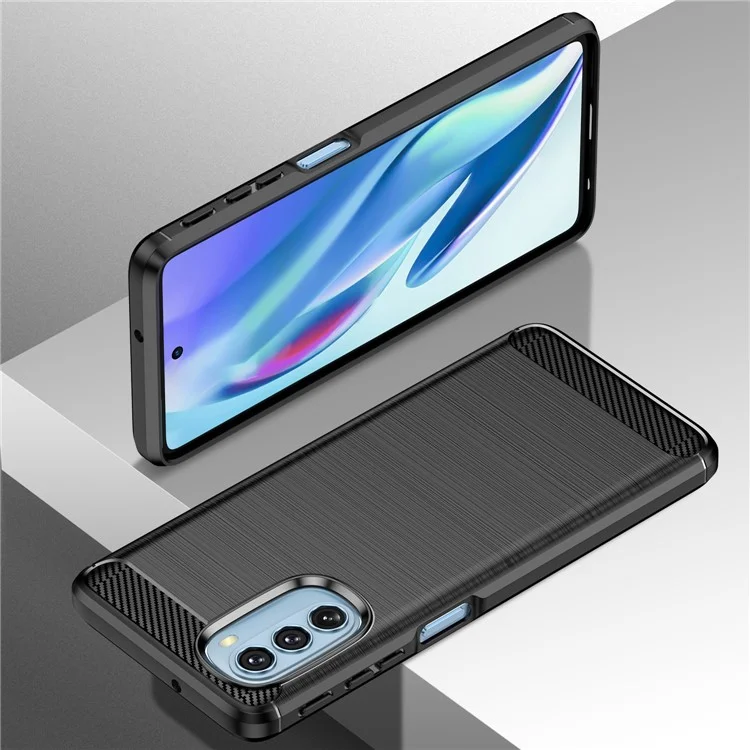 1,8-mm-Kohlefaser-Bürstendesign, weiches TPU, stoßfester Telefonschutzkoffer für Motorola Moto G51 5G - Schwarz