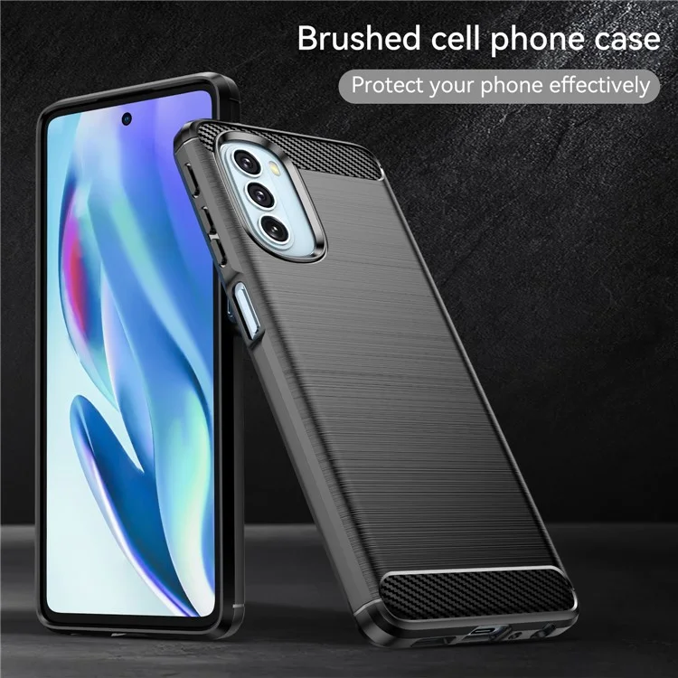 1,8-mm-Kohlefaser-Bürstendesign, weiches TPU, stoßfester Telefonschutzkoffer für Motorola Moto G51 5G - Schwarz