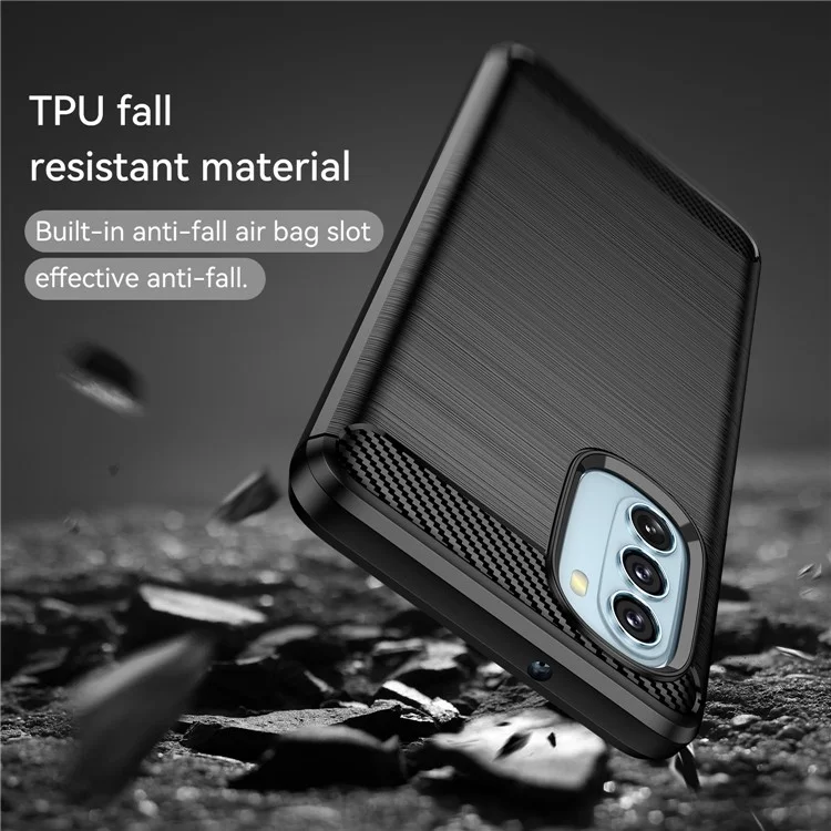 1,8-mm-Kohlefaser-Bürstendesign, weiches TPU, stoßfester Telefonschutzkoffer für Motorola Moto G51 5G - Schwarz