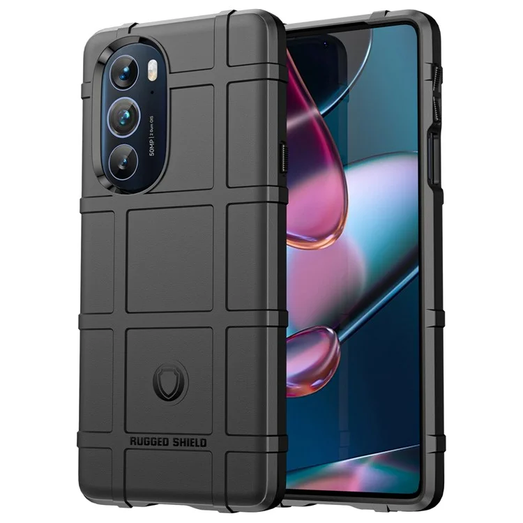 Robustes Quadratisches Gitter-Design Weiche TPU Verdickte Schutz Stoßdichte Telefongehäuseabdeckung Für Motorola-Kante X / Rand X30. - Schwarz