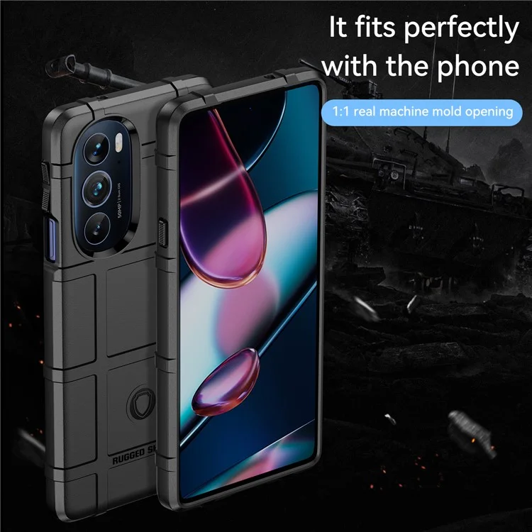 Robustes Quadratisches Gitter-Design Weiche TPU Verdickte Schutz Stoßdichte Telefongehäuseabdeckung Für Motorola-Kante X / Rand X30. - Schwarz