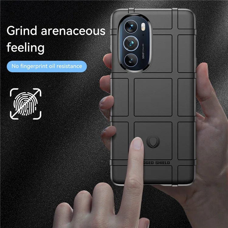 Robustes Quadratisches Gitter-Design Weiche TPU Verdickte Schutz Stoßdichte Telefongehäuseabdeckung Für Motorola-Kante X / Rand X30. - Schwarz
