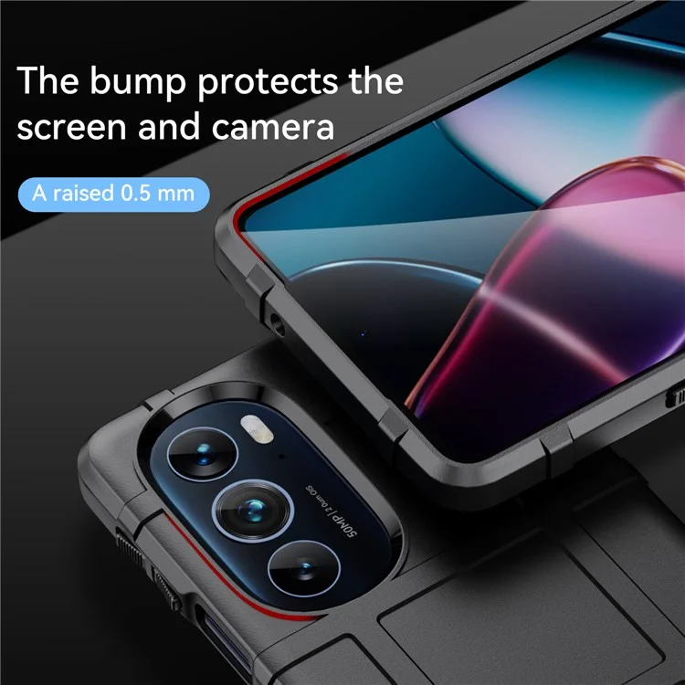 Robustes Quadratisches Gitter-Design Weiche TPU Verdickte Schutz Stoßdichte Telefongehäuseabdeckung Für Motorola-Kante X / Rand X30. - Schwarz