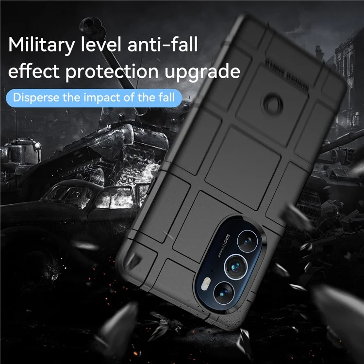 Robustes Quadratisches Gitter-Design Weiche TPU Verdickte Schutz Stoßdichte Telefongehäuseabdeckung Für Motorola-Kante X / Rand X30. - Schwarz