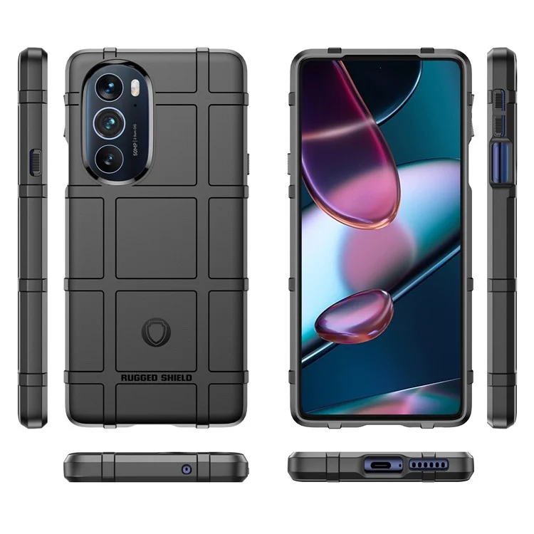 Robustes Quadratisches Gitter-Design Weiche TPU Verdickte Schutz Stoßdichte Telefongehäuseabdeckung Für Motorola-Kante X / Rand X30. - Schwarz