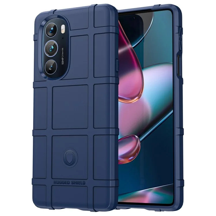 Robustes Quadratisches Gitter-Design Weiche TPU Verdickte Schutz Stoßdichte Telefongehäuseabdeckung Für Motorola-Kante X / Rand X30. - Blau