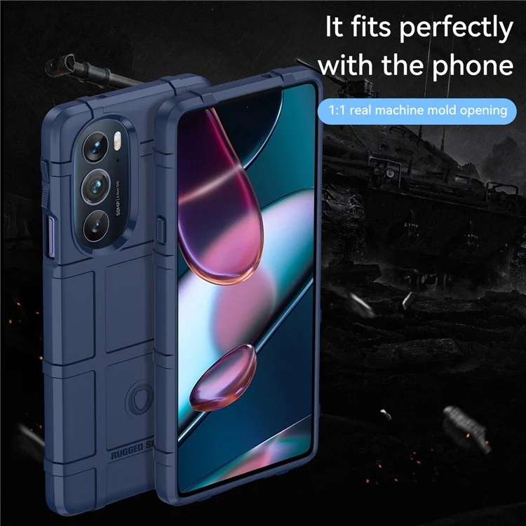 Robustes Quadratisches Gitter-Design Weiche TPU Verdickte Schutz Stoßdichte Telefongehäuseabdeckung Für Motorola-Kante X / Rand X30. - Blau