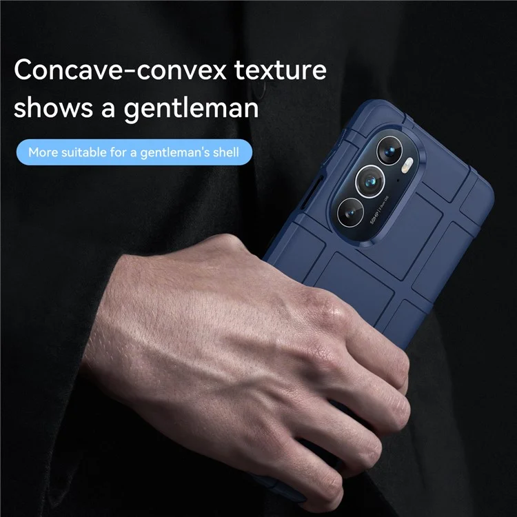 Robustes Quadratisches Gitter-Design Weiche TPU Verdickte Schutz Stoßdichte Telefongehäuseabdeckung Für Motorola-Kante X / Rand X30. - Blau