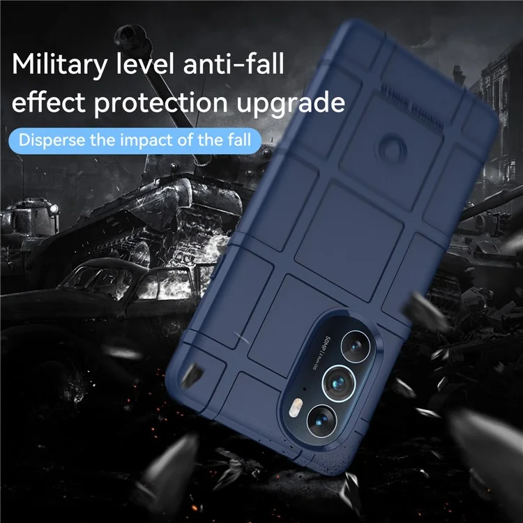 Robustes Quadratisches Gitter-Design Weiche TPU Verdickte Schutz Stoßdichte Telefongehäuseabdeckung Für Motorola-Kante X / Rand X30. - Blau