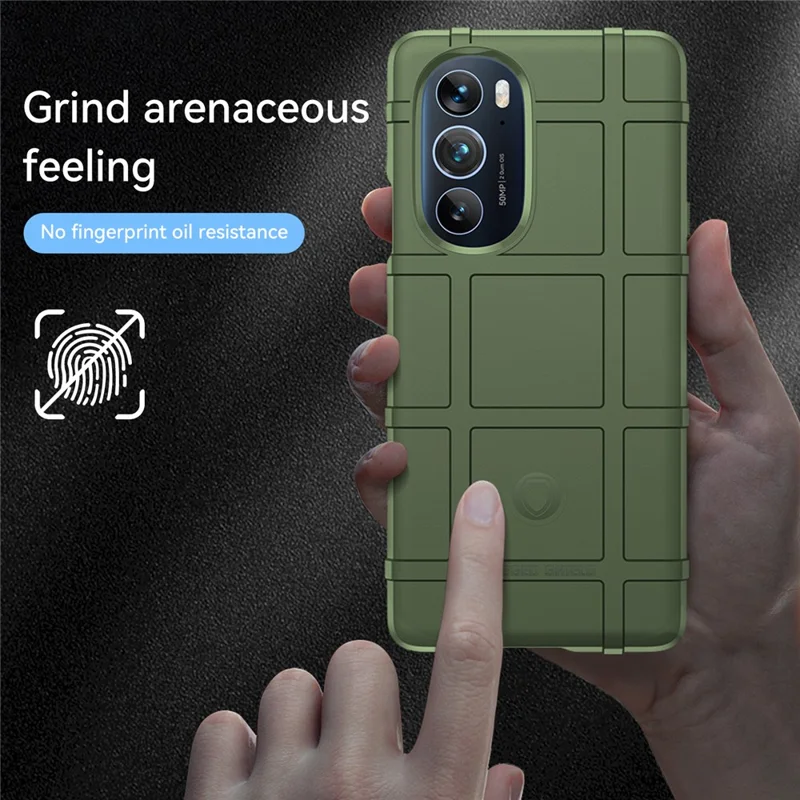 Rugged Square Grid Design Soft TPU Thickened Protection Shockproof Phone Case Cover for Motorola Edge X / Edge X30 - Green