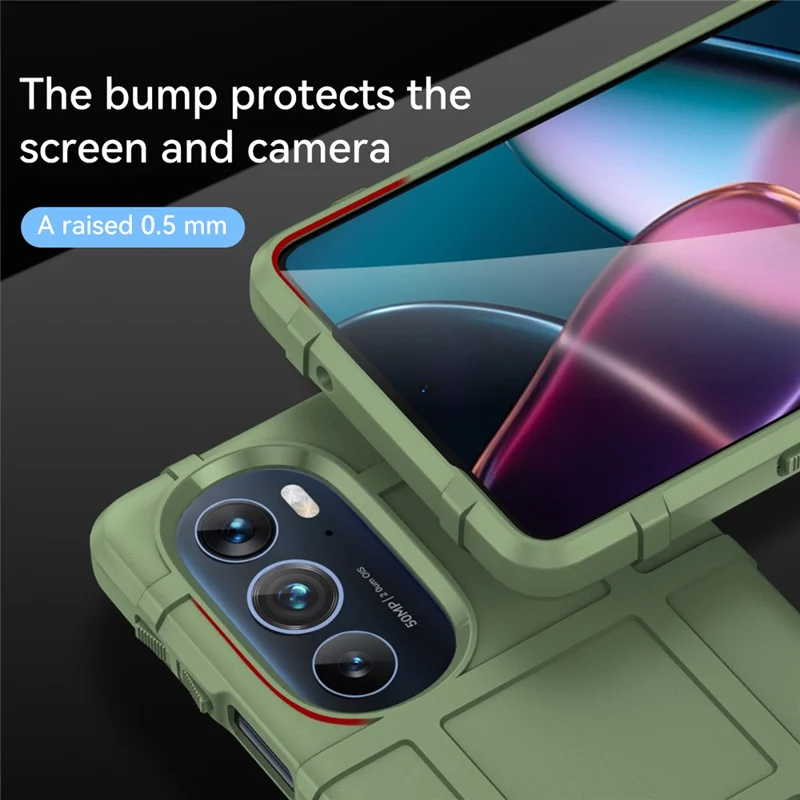 Rugged Square Grid Design Soft TPU Thickened Protection Shockproof Phone Case Cover for Motorola Edge X / Edge X30 - Green