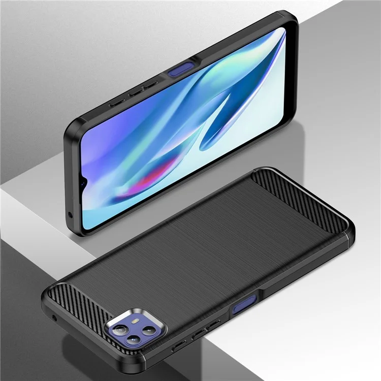 Case de TPU Ultra Delgada de 1,8 mm Textura de Fibra de Carbono a Prueba de Bolsas de Aire de Aire de Caída Con Superficie Cepillada Para Motorola Moto G50 5G - Negro
