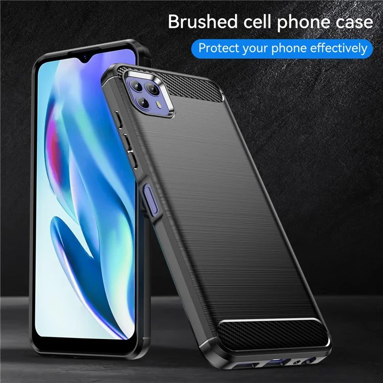 Case de TPU Ultra Delgada de 1,8 mm Textura de Fibra de Carbono a Prueba de Bolsas de Aire de Aire de Caída Con Superficie Cepillada Para Motorola Moto G50 5G - Negro