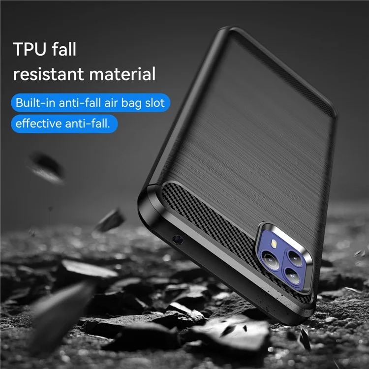 Case de TPU Ultra Delgada de 1,8 mm Textura de Fibra de Carbono a Prueba de Bolsas de Aire de Aire de Caída Con Superficie Cepillada Para Motorola Moto G50 5G - Negro