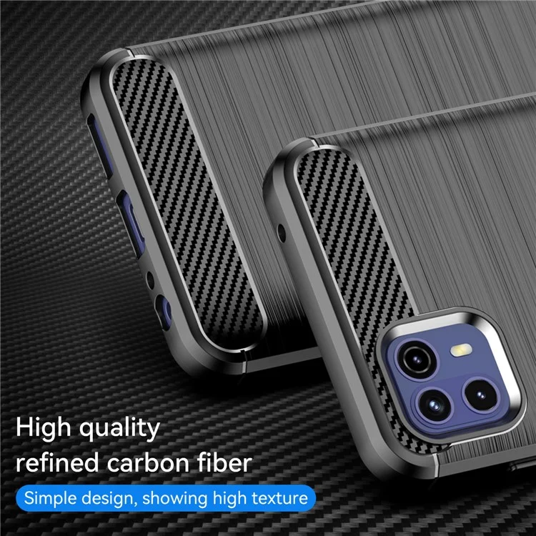 Case de TPU Ultra Delgada de 1,8 mm Textura de Fibra de Carbono a Prueba de Bolsas de Aire de Aire de Caída Con Superficie Cepillada Para Motorola Moto G50 5G - Negro