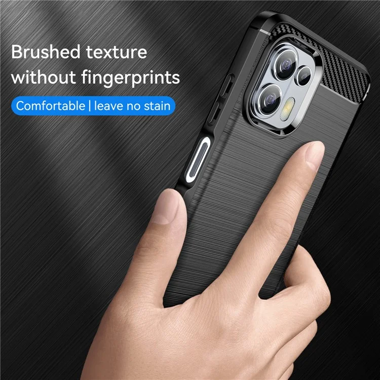 Custodia per telefono in TPU flessibile con texture in fibra di carbonio da 1,8 mm, superficie spazzolata, cuscinetto protettivo anti-caduta per Motorola Edge 20 Lite/Edge 20 Fusion - Nero