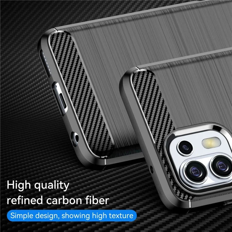 Custodia per telefono in TPU flessibile con texture in fibra di carbonio da 1,8 mm, superficie spazzolata, cuscinetto protettivo anti-caduta per Motorola Edge 20 Lite/Edge 20 Fusion - Nero