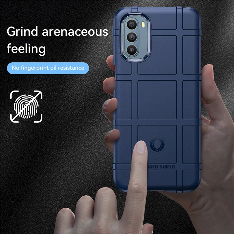 Rugged Square Grid Design Thickened TPU Scratch-resistant Mobile Phone Case Cover for Motorola Moto G31/G41 - Blue