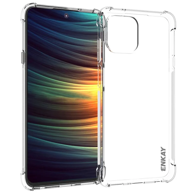 Enkay Hat Prince Lateral Anti-slip Brote Reforzado Absorción de Choque de Choque Transparente Carcasa Del Teléfono TPU Para el Borde de Motorola 20 Lite