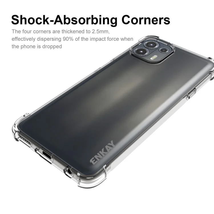 Enkay Hat Prince Lateral Anti-slip Brote Reforzado Absorción de Choque de Choque Transparente Carcasa Del Teléfono TPU Para el Borde de Motorola 20 Lite