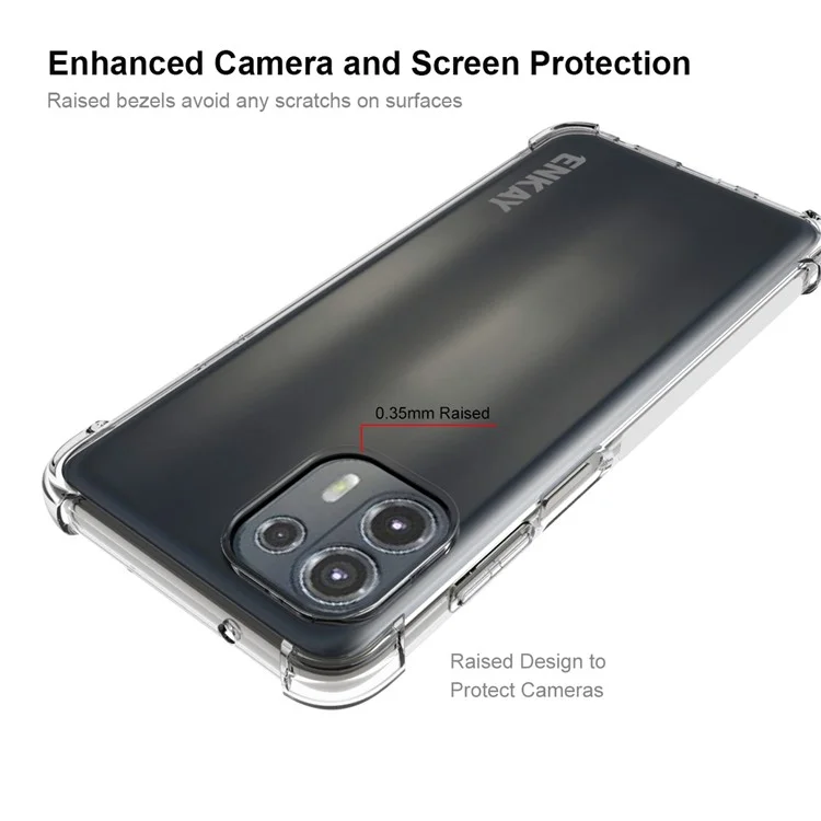 Enkay Hat Prince Lateral Anti-slip Brote Reforzado Absorción de Choque de Choque Transparente Carcasa Del Teléfono TPU Para el Borde de Motorola 20 Lite