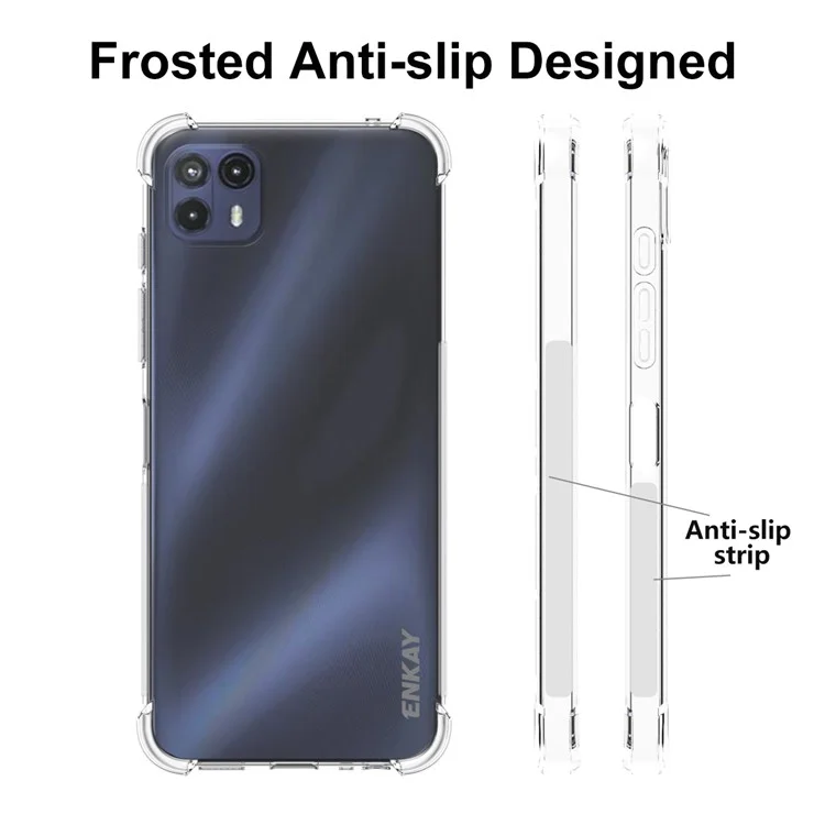 Enkay Hat Prince Anti-slip Strip Borde Reforzado Transparente TPU Cubierta de la Caja Del Teléfono TPU Para Motorola Moto G50 5G