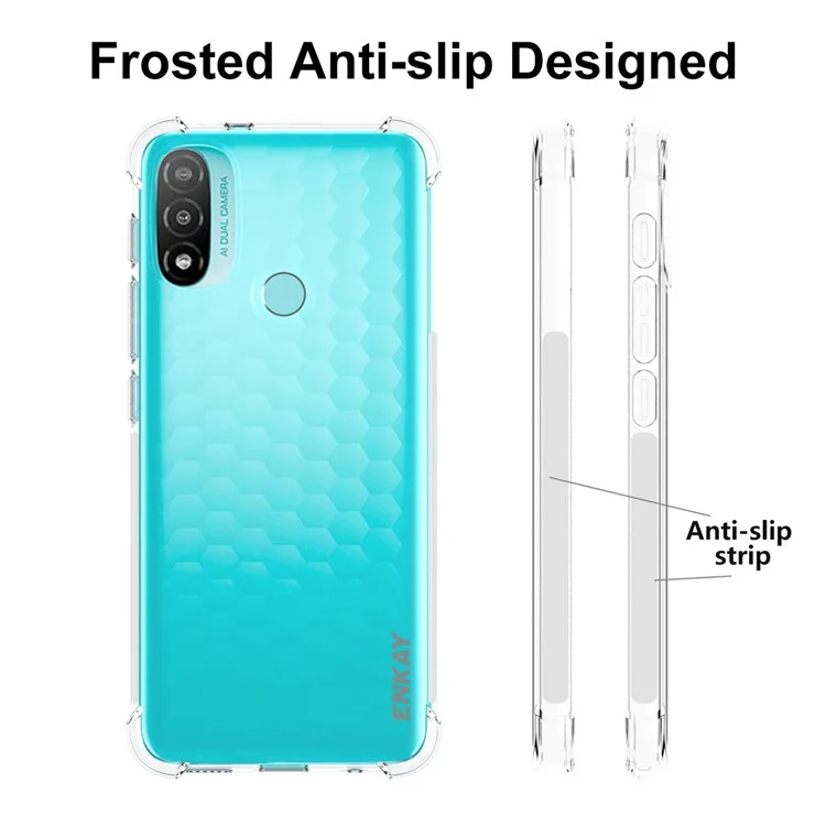 ENKAY HAT PRINCE Protezione laterale antiscivolo Angoli rinforzati Custodia per telefono per Motorola Moto E20/E30/E40 Protezione da caduta Copertura TPU