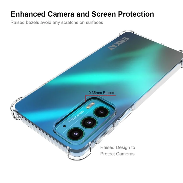 ENKAY HAT PRINCE Enhanced Corner Shockproof Crystal Clear TPU Phone Case Cover with Anti-slip Strip Frame for Motorola Edge 20