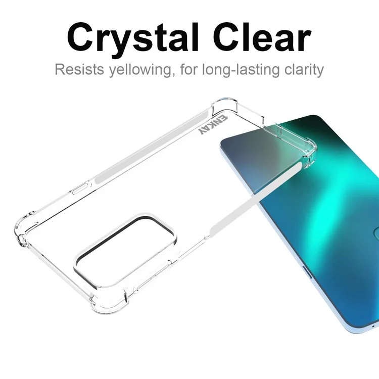 ENKAY HAT PRINCE Enhanced Corner Shockproof Crystal Clear TPU Phone Case Cover with Anti-slip Strip Frame for Motorola Edge 20