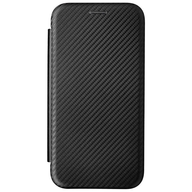 Magnetic Anto-absorbed PU Leather Case Carbon Fiber Card Slot Texture Stand Cell Phone Case for Motorola Moto G200 5G/Edge S30 - Black