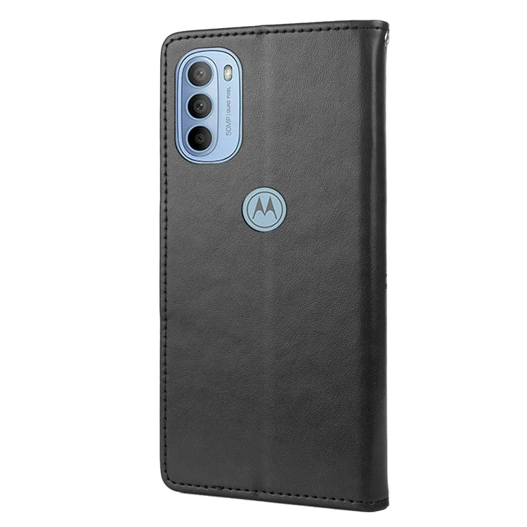 Cell Phone Case Stylish Imprint Butterflies Leather Phone Covering Practical Wallet Stand Shell for Motorola Moto G51 5G - Black