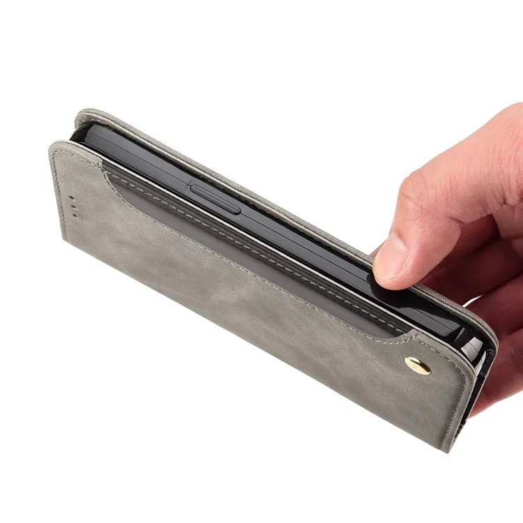 Smartphone Case Shockproof Wallet Phone Stand Cover Anti-dust Splicing PU Leather Shell for Motorola Moto G51 5G - Grey