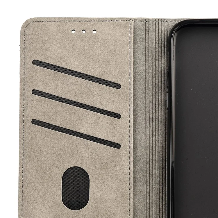 Smartphone Case Shockproof Wallet Phone Stand Cover Anti-dust Splicing PU Leather Shell for Motorola Moto G51 5G - Grey