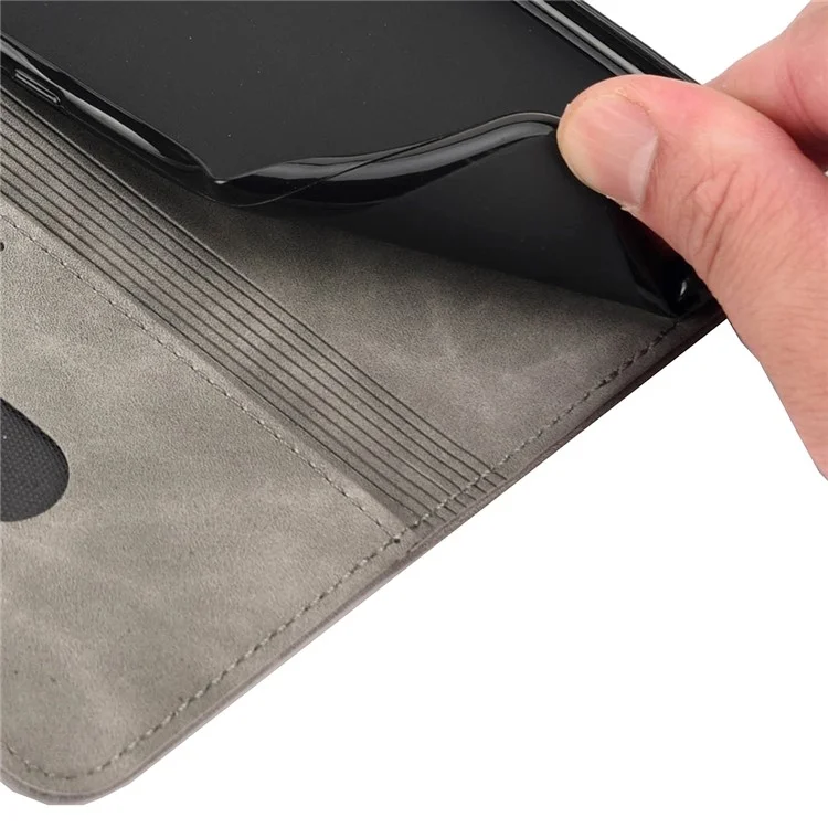 Smartphone Case Shockproof Wallet Phone Stand Cover Anti-dust Splicing PU Leather Shell for Motorola Moto G51 5G - Grey