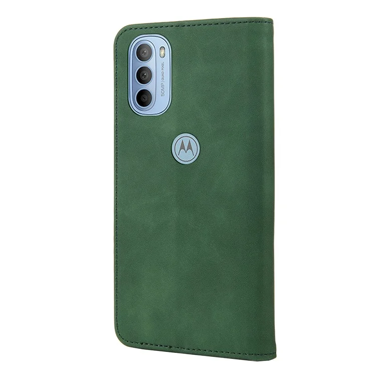 Smartphone-Gehäuse Stoßfeste Brieftasche Telefonständerabdeckung Anti-Dust-Spleiß-PU-Leder-Hülle Für Motorola Moto G51 5G - Grün