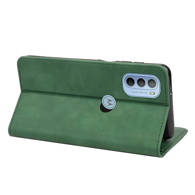 Smartphone-Gehäuse Stoßfeste Brieftasche Telefonständerabdeckung Anti-Dust-Spleiß-PU-Leder-Hülle Für Motorola Moto G51 5G - Grün