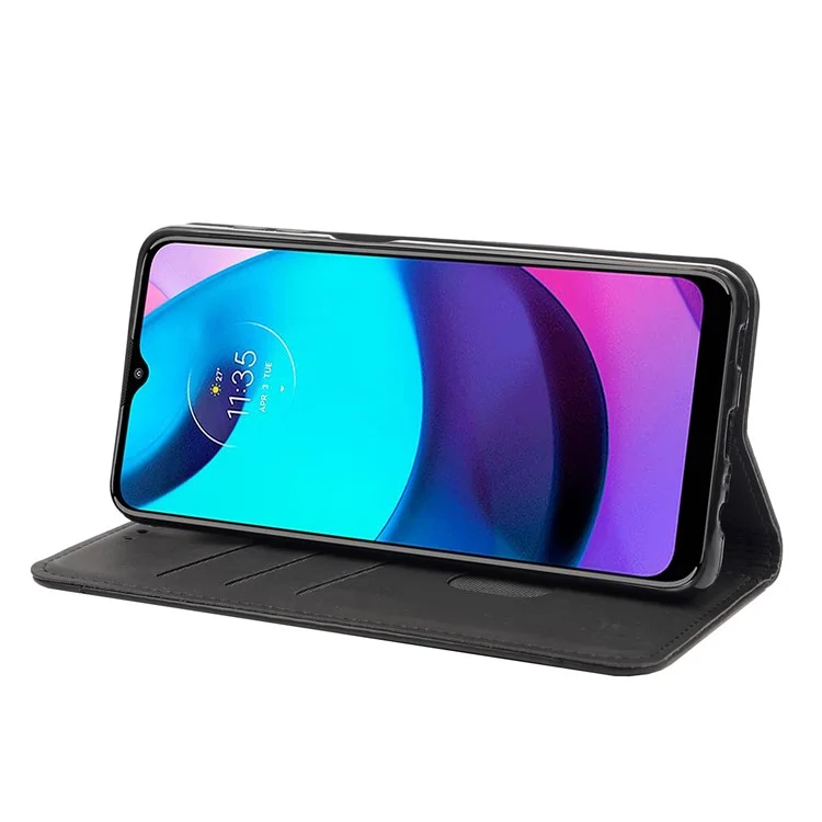 For Motorola Moto G71 5G Anti-fingerprint Shockproof Wallet Phone Stand Cover Anti-dust Phone Case Splicing Leather Shell - Black