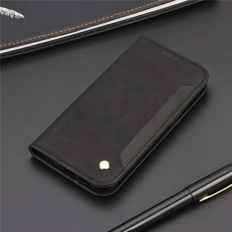 For Motorola Moto G71 5G Anti-fingerprint Shockproof Wallet Phone Stand Cover Anti-dust Phone Case Splicing Leather Shell - Black