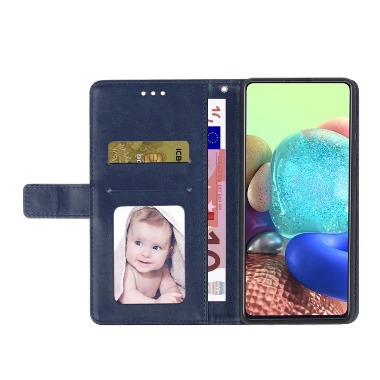 PU Leather Anti-fingerprint Y-shaped Lines Imprinting Soft TPU Inner Shell Phone Cover with Wallet Stand Feature for Motorola Edge X30 - Blue