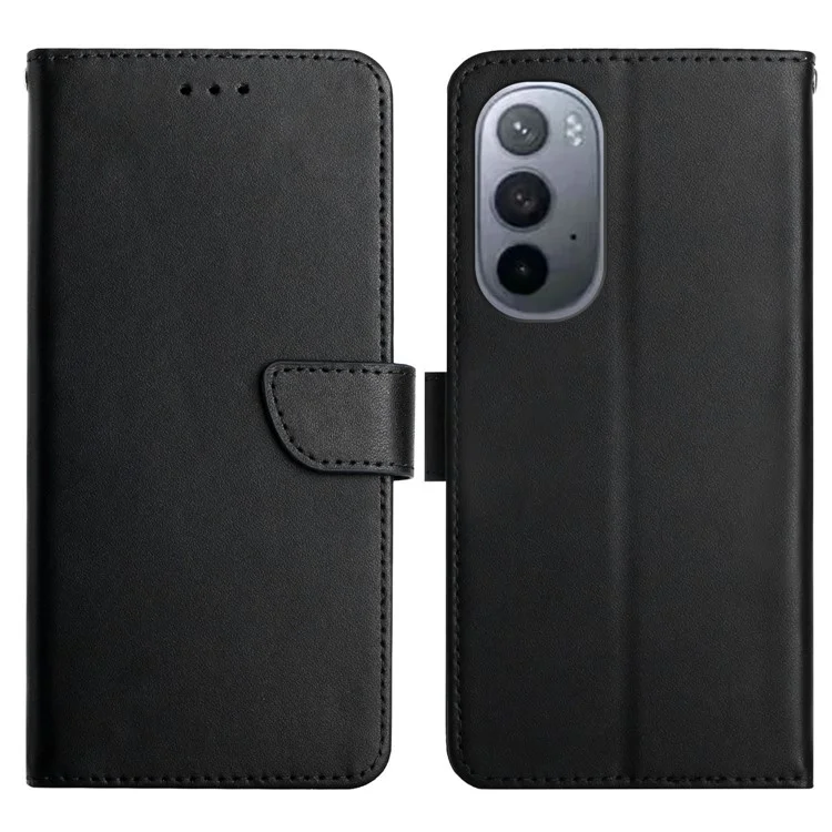 Nappa Textur Echter Ledermagnetverschluss Vollschutz Telefonhülle Mit Brieftasche Für Motorola Edge X30 - Schwarz