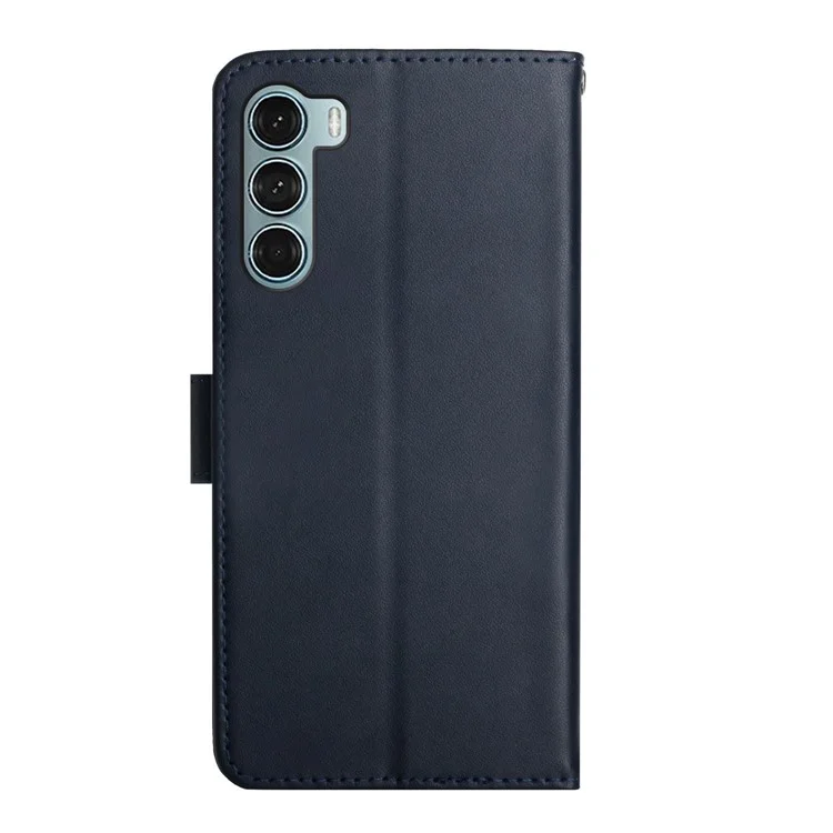 Per Motorola Moto G200 5G / Edge S30 Pratico Portafoglio Funzione Flip Flip Cover Ogen in Pelle Nappa Texture Full Body Protection Telefono Custodia - Blu