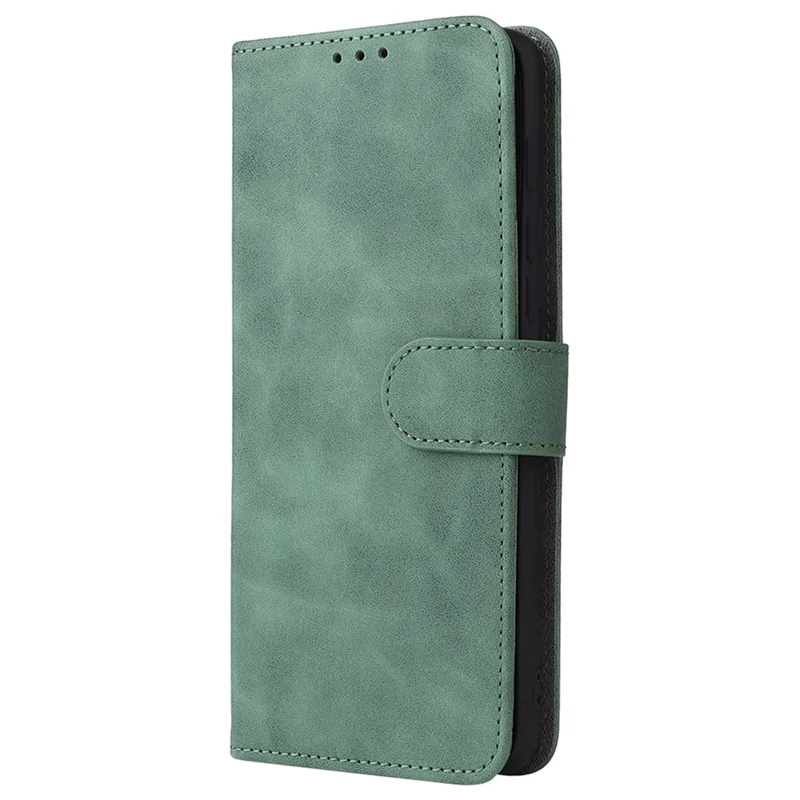 Skin-touch Feeling PU Leather Wallet Case Stand Function Shockproof Soft TPU Phone Cover for Motorola Moto G71 5G - Green