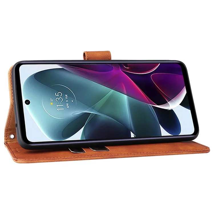Anti-Scratch Splash-Repellente Skin-touch Feeling PU In Pelle PU + TPU Copertura Per Telefono TPU Portafoglio Shell Custodia Per Cellulare Per Motorola Moto G200 5G - Marrone