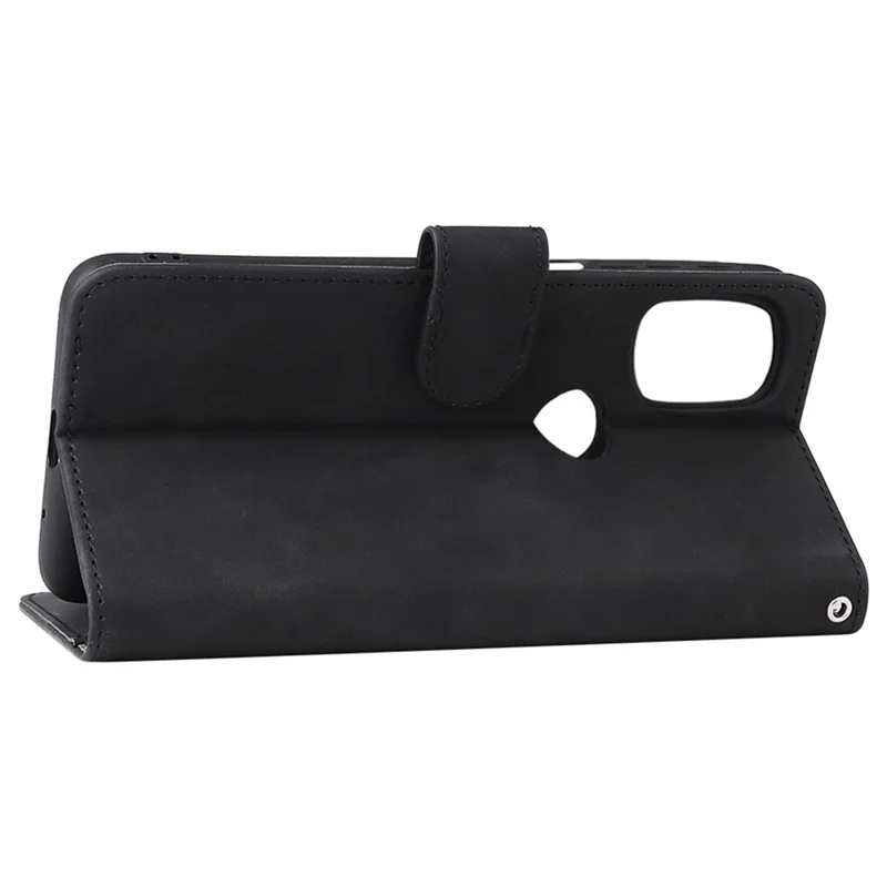 Shockproof Phone Cover Shell Skin-touch Feeling PU Leather Stand Wallet Shell Mobile Phone Case for Motorola Moto G31 / G41 - Black