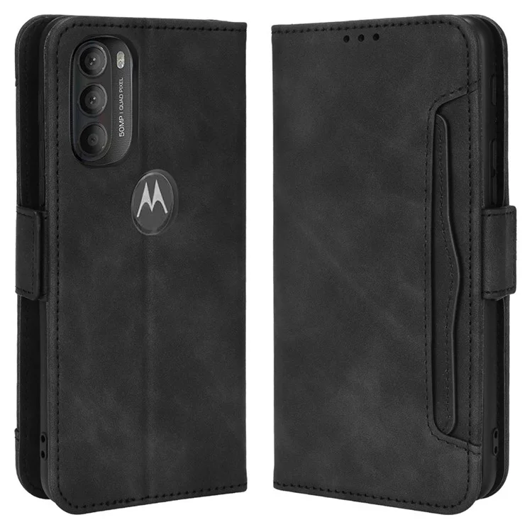 Для Motorola Moto G71 5G Function Function Drop Pocket Cocket Cheefice Chode с Несколькими Картами Слотом - Черный