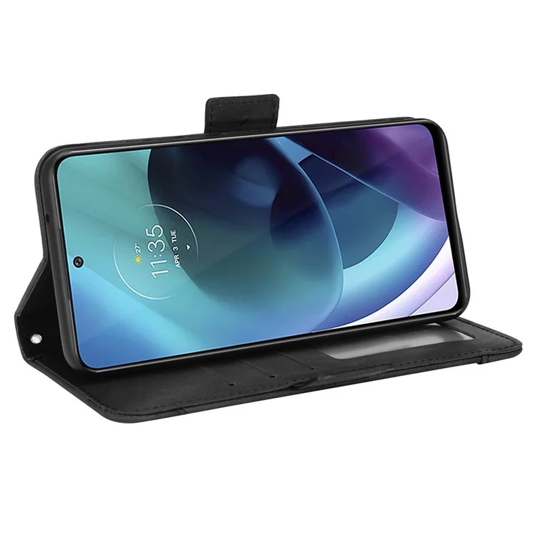 Для Motorola Moto G71 5G Function Function Drop Pocket Cocket Cheefice Chode с Несколькими Картами Слотом - Черный